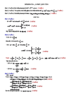 Đề kiểm tra  15 phút Giải tích 12